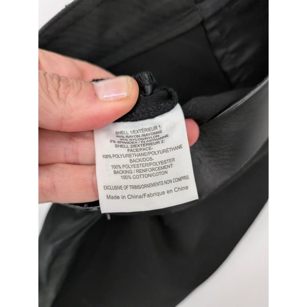 Tory‎ Burch Pants Women XS Black Faux Leather Trim Ankle Zip Ponte Office Moto